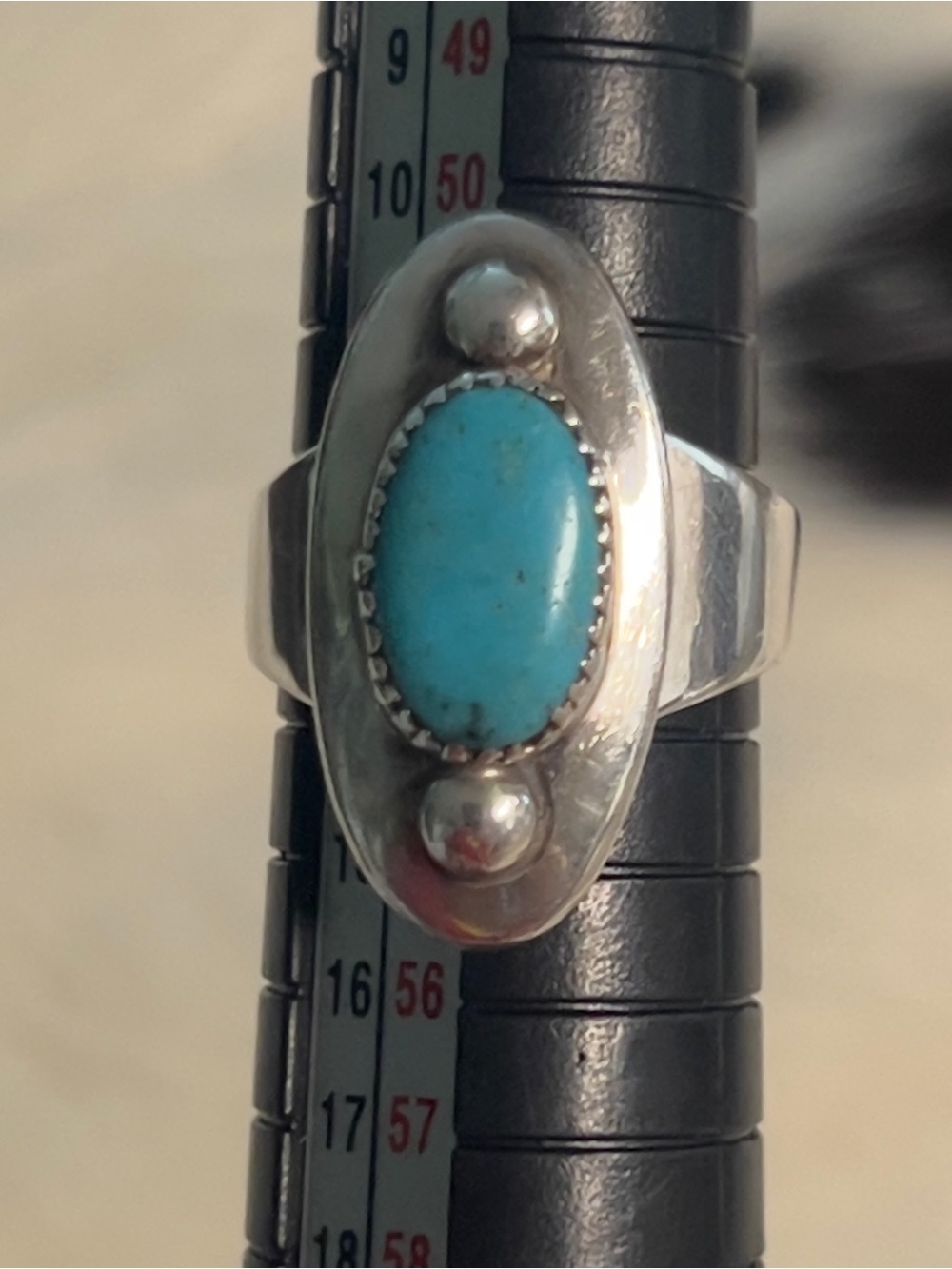 Sterling Silver Turquoise Oval Statement Ring - Blue